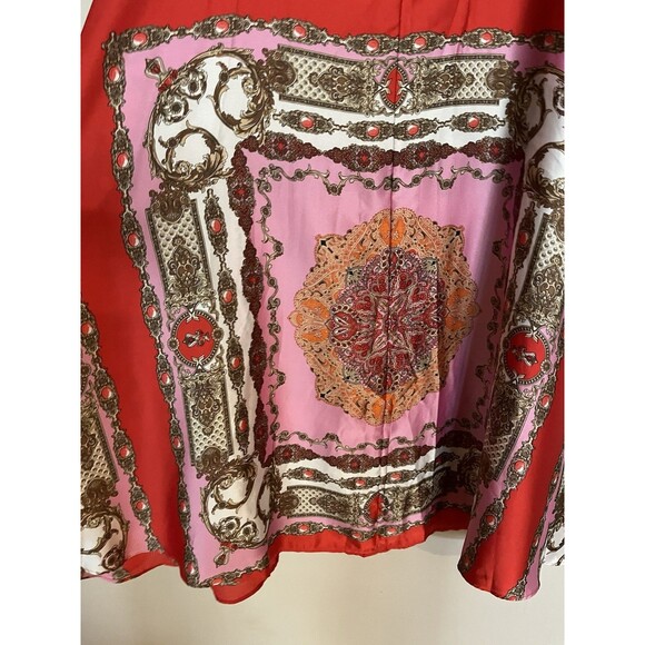 Aakaa Halter Maxi Full A-line Slip Dress Red Pink Paisley Print Women’s‎ Medium - Picture 9 of 14